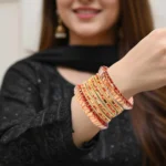 Gold & Ruby-Red Bangle Set - Image 2