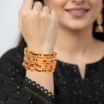 Golden Ember Stone Bangle Set