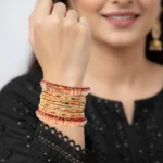 Gold & Ruby-Red Bangle Set - Image 3