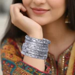 Intricate Silver-Toned Bangle Set