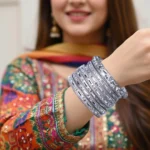 Intricate Silver-Toned Bangle Set - Image 2