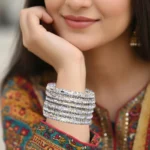 Crystal Frost Silver Bangle Set - Image 2