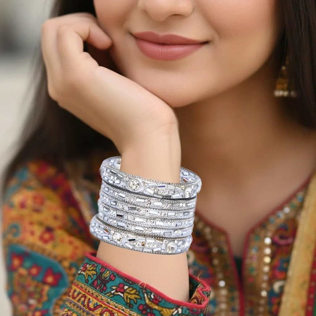 Moonlit Ice Bangle Set