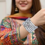 Silver Crystal Grid Bangles - Image 2