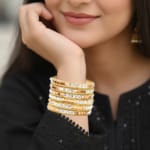 Golden Radiance Grid Bangles - Image 2
