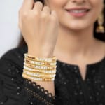 Golden Radiance Grid Bangles - Image 3