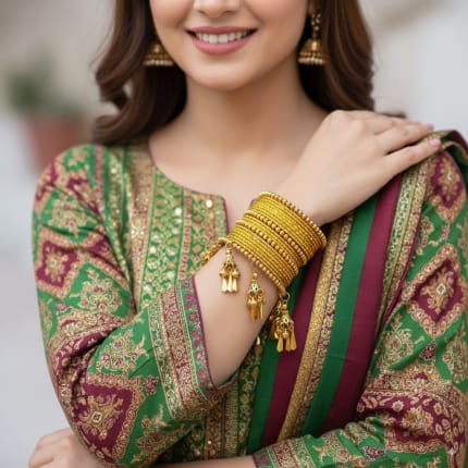 Golden Melody Charm Bangles